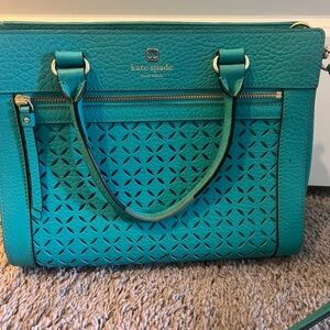 Kate Spade Blue Structured Tote Bag with Geometric Design